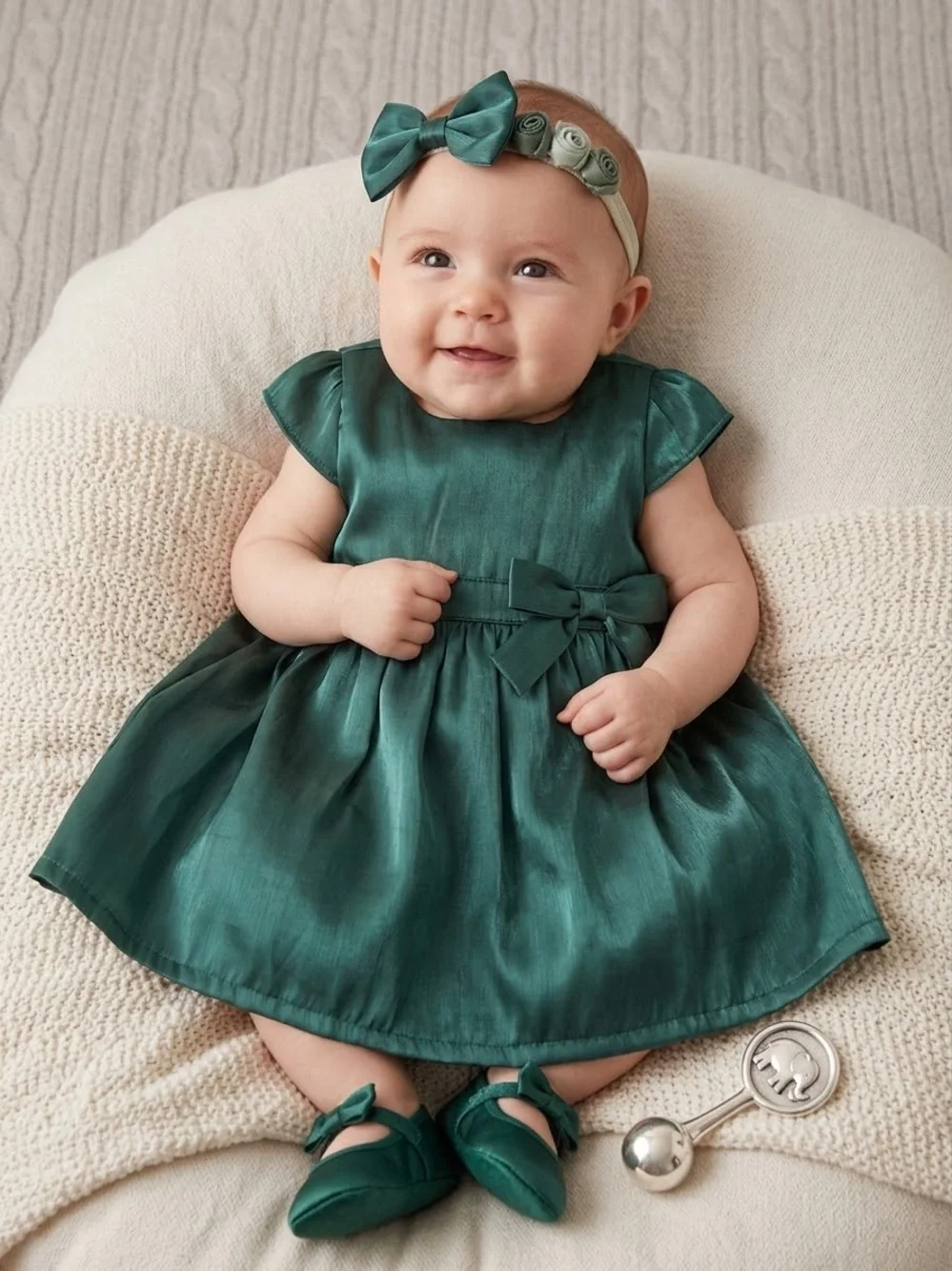 Carter's Teal Satin Bow-Detail Party Dress, 3 months